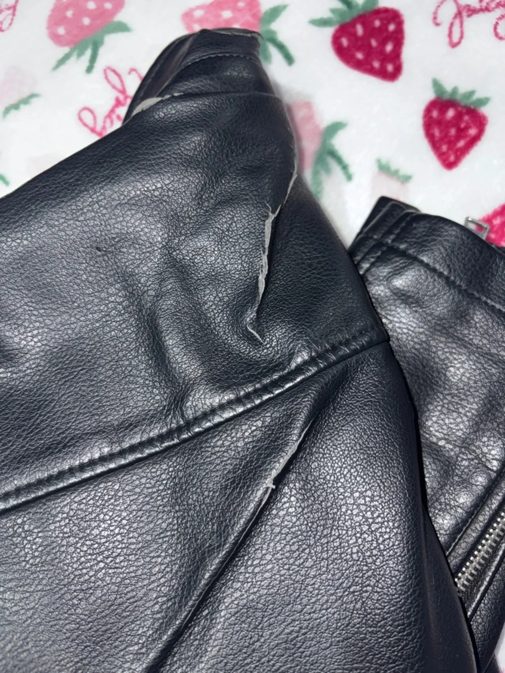 Topshop Black Faux Leather Jacket with Silver Hardware